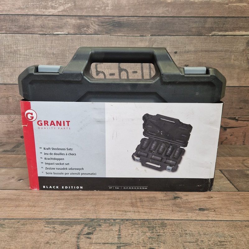 Granit Black Edition 3/4" 8 darabos hatszögletű krovafej készlet