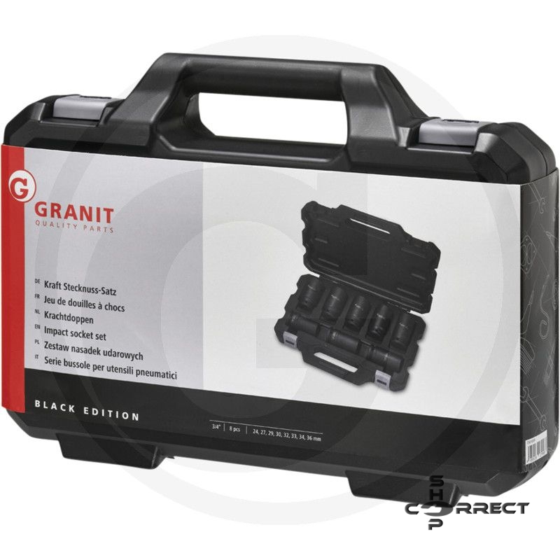 Granit Black Edition 3/4" 8 darabos hatszögletű krovafej készlet