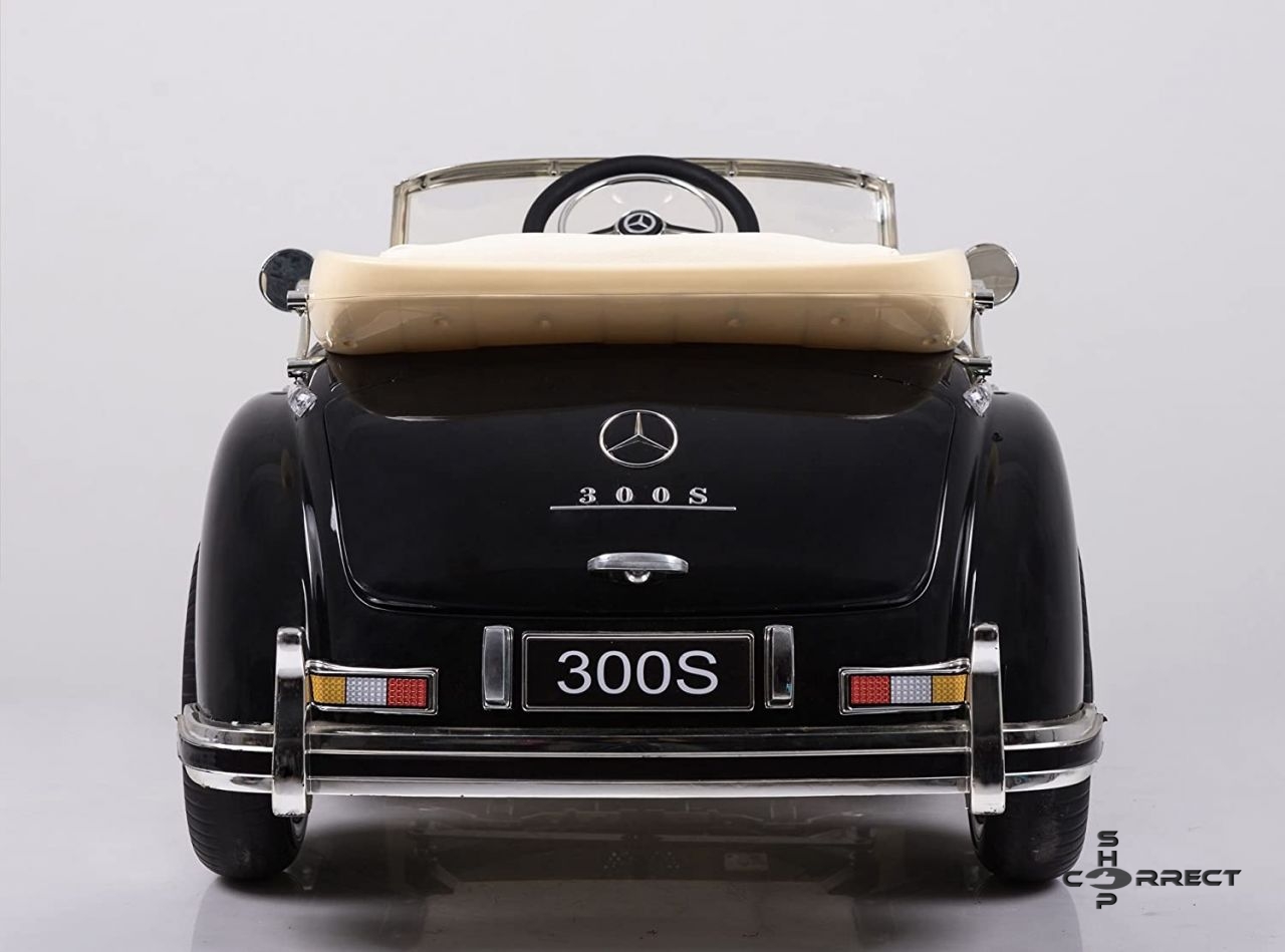 Toyas Mercedes Benz 300s Oldtimer elektromos beülős kisautó távirányítóval, MP3-csatlakozással - fekete
