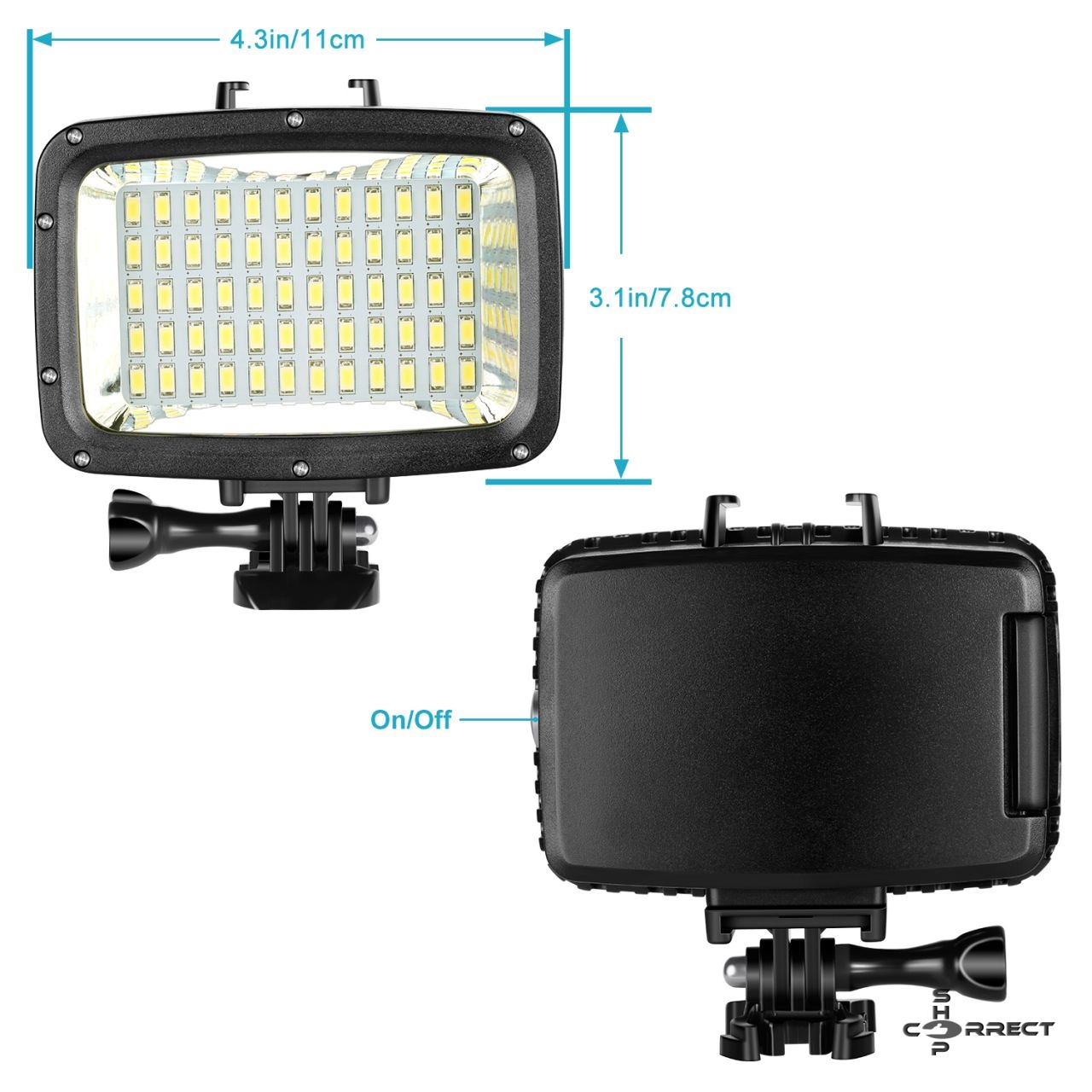 Neewer 60 LED vízálló videó lámpa, újratölthető akkuval, 3 diffuzorral
