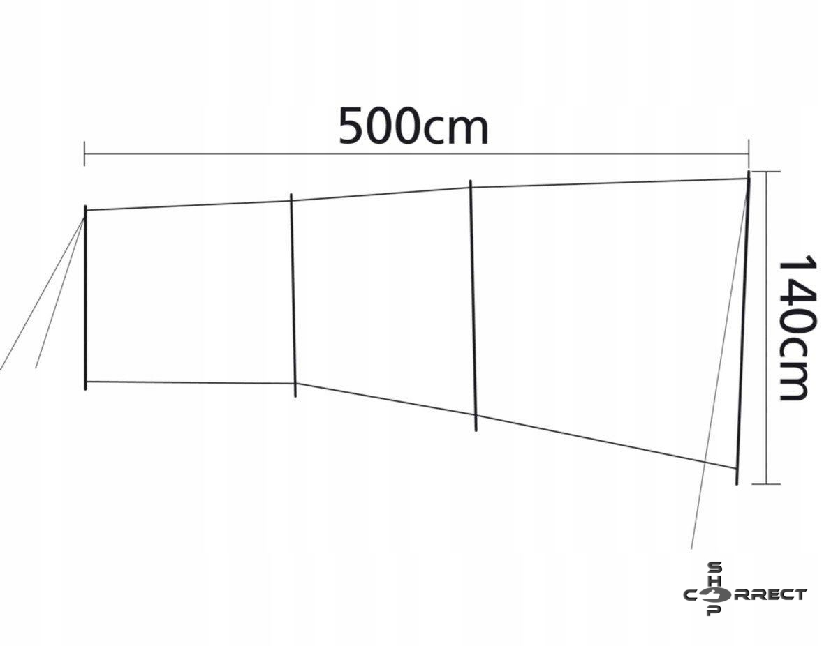 Bo-Camp szélfogó paraván ablakkal, kempingezéshez - 500x140 cm (hordtáskában)