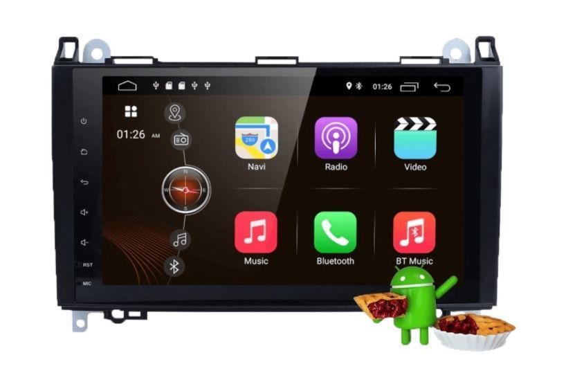 CARPLAY 8259 6/128GB 2 DIN Android fejegység, 9" érintőkijelzővel, tolatókamerával, Mercedes-hez