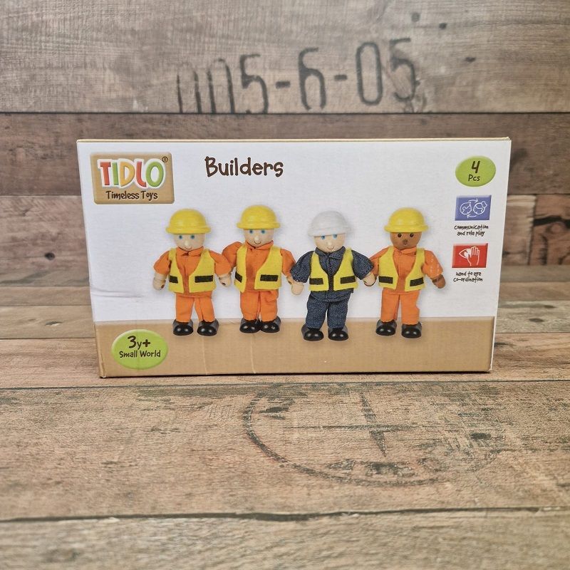 Bigjigs Tidlo fából készült 4 darabos építőmunkás készlet (T0241)