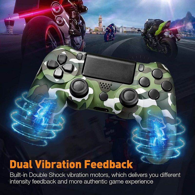 Double Shock 4 vezeték nélküli kontroller, PS4, PSTV, PS Now P4 - zöld camo
