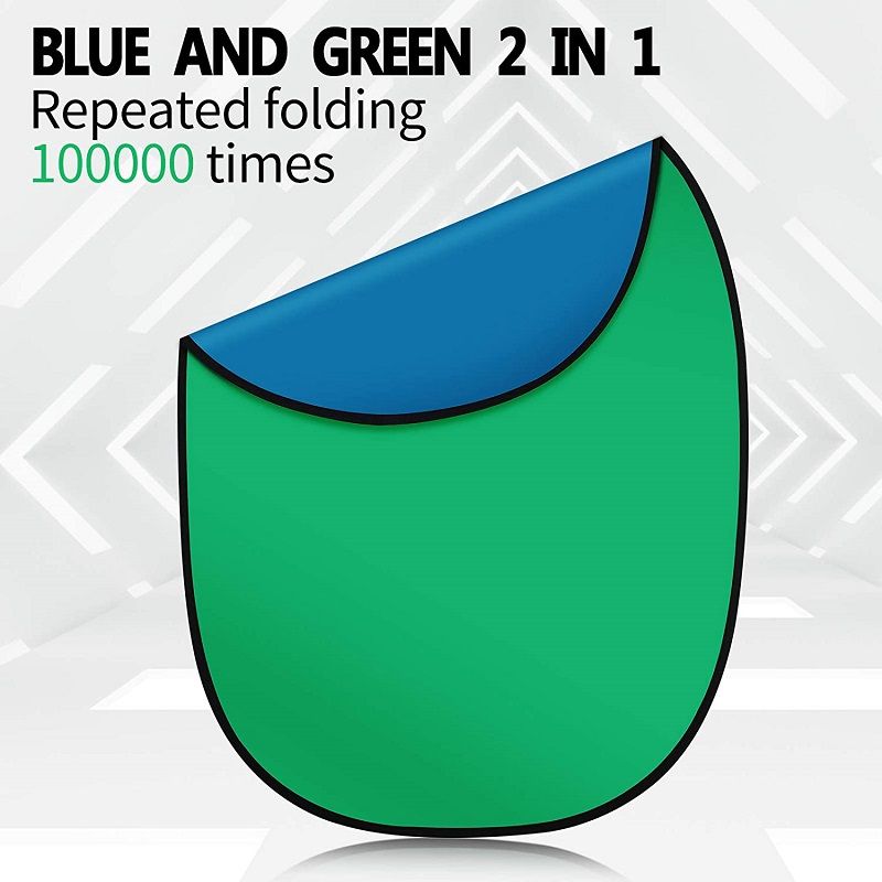1.5x2m Chroma key 2az1-ben összecsukható pamut háttér kék/zöld színben, állvánnyal