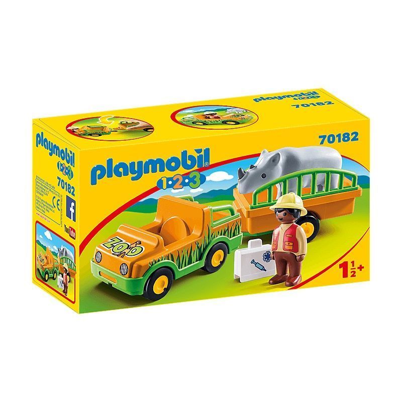 Playmobil 1.2.3 Állatkerti autó orrszarvúval (70182)