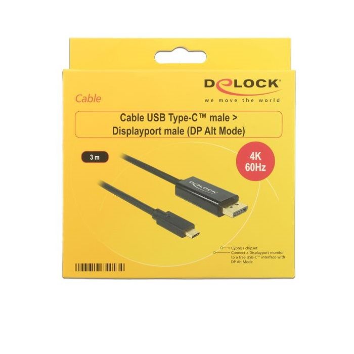 DeLock USB Type-C - DisplayPort kábel, 4K, 3m (85257)