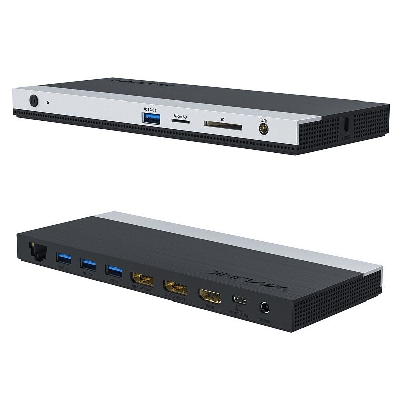 Wavlink WL-UMD01 11az1-ben USB-C hub, HDMI, DP, LAN, USB, mikrofon bemenet, kártyaolvasó