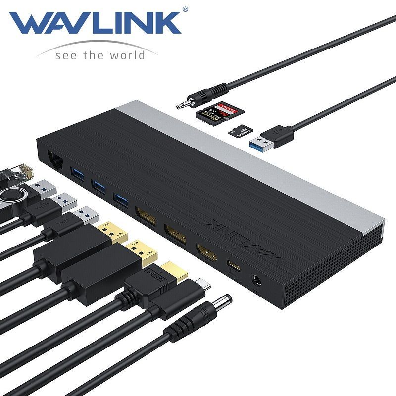 Wavlink WL-UMD01 11az1-ben USB-C hub, HDMI, DP, LAN, USB, mikrofon bemenet, kártyaolvasó
