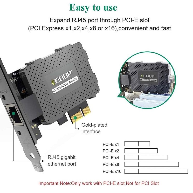 EDUP Gigabit Ethernet PCI Express hálózati kártya, 10/100/1000Mbps
