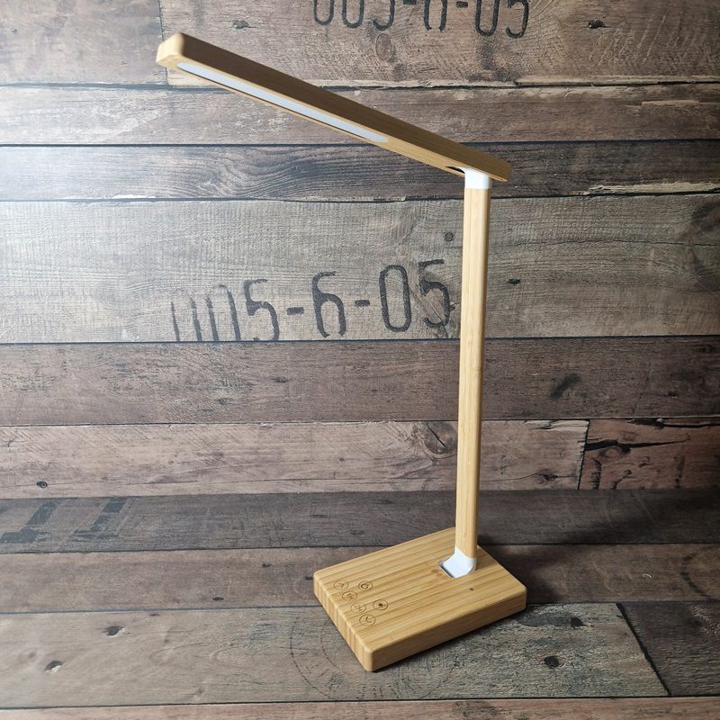 Sleya 1145 összecsukható asztali lámpa, vezeték nélküli töltő funkcióval - bambusz