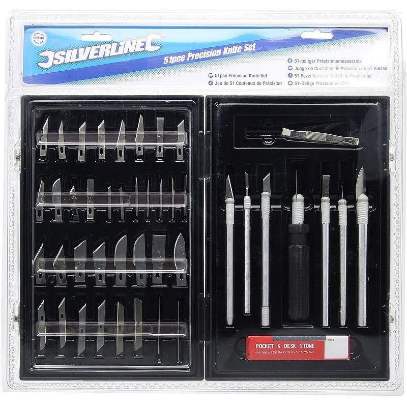 Silverline Tools 51 darabos precíziós késkészlet, táskában (251239)