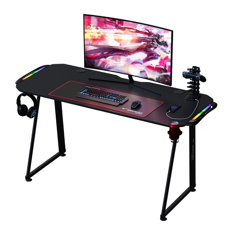 GEEMAX A1-1460 RGB számítógépasztal szett, 140x60x75cm - fekete