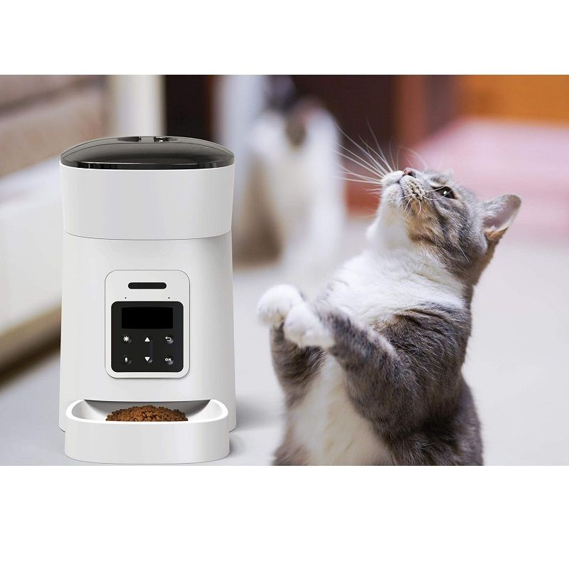Automatikus programozható kutya- és macskaeledel-adagoló, 4 literes - fehér