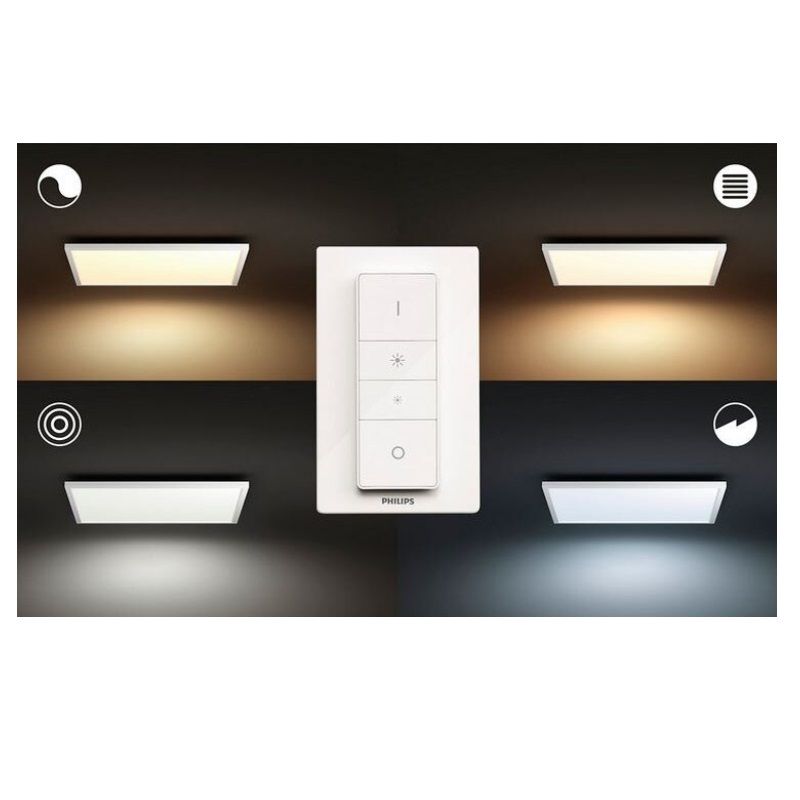 Philips Hue Aurelle LED, dimmelhető, intelligens, mennyezeti lámpa, fényerő-szabályozó távirányítóval, 55W, 4200lm, 2200-6500K, 60x60cm (32162/31/P5)