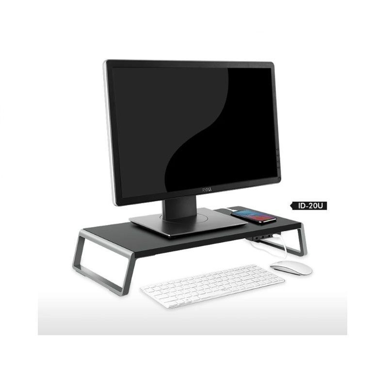 ID-20U asztali monitor állvány usb csatlakozókkal - fekete/szürke