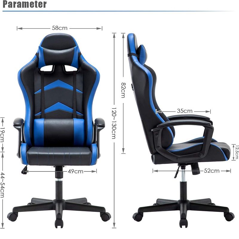 IWMH ergonomikus gamer szék, forgószék - kék/fekete
