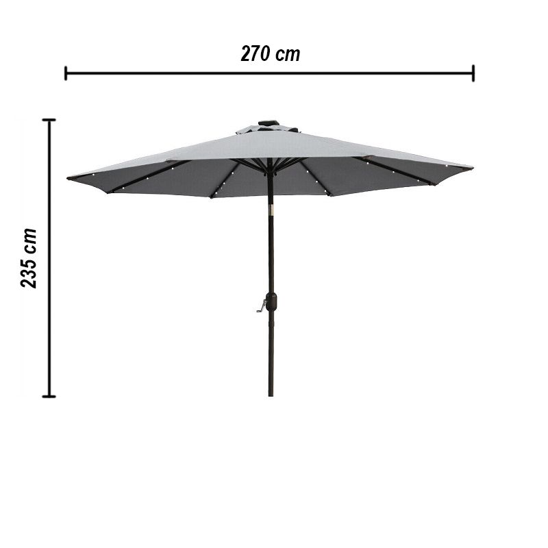 Rewe kerti napernyő, led világítással, szellőztetővel, 2.7m - szürke