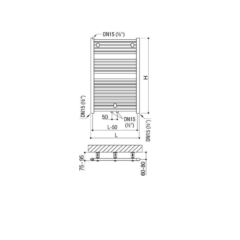 Jessica 9060045 törölközőszárító radiátor, 5.2l, 1250x510x50mm - fehér (min. szállítássérült)