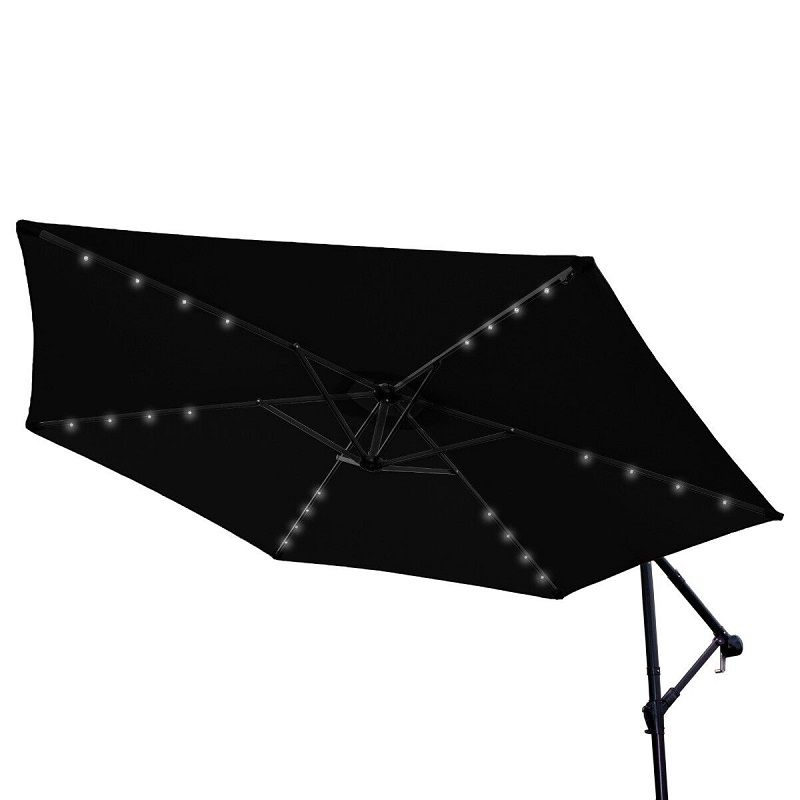 MonsterShop kerti napernyő, led világítással, szellőztetővel, takaróponyvával, 3m - fekete (29380)