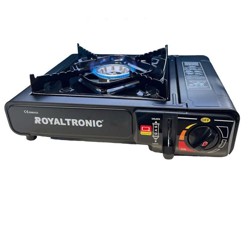 Royaltronic JY-500A kemping gázfőző, szállítókofferben, 2000W - fekete (0063/23)