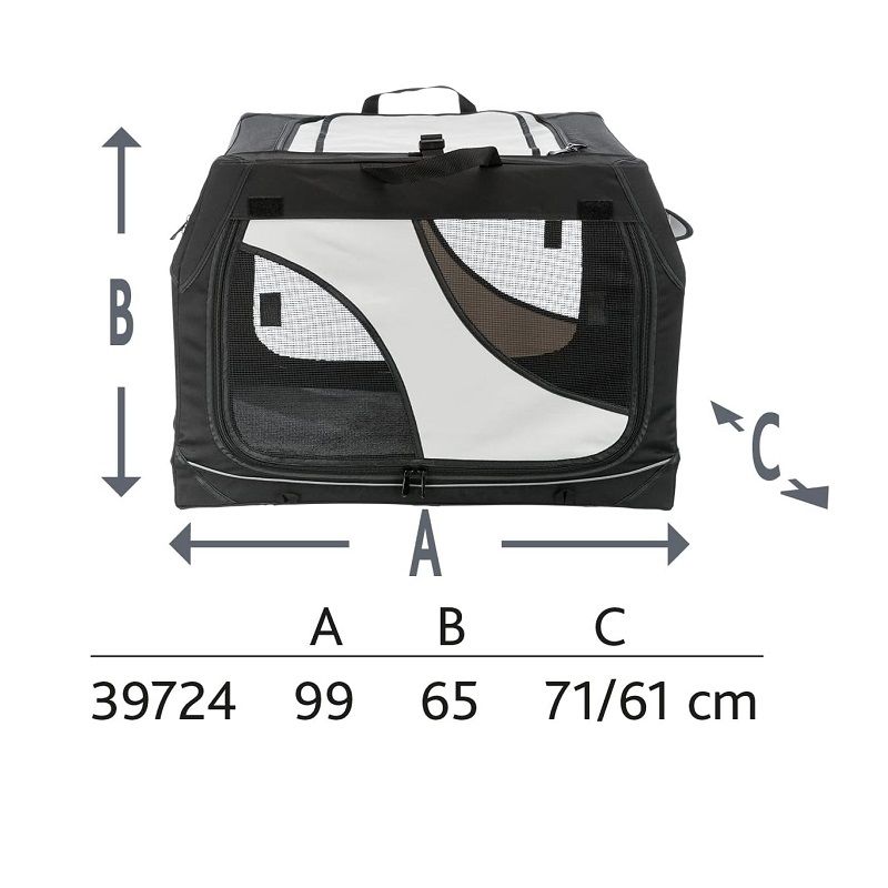 Trixie Vario mobil utazó kennel L-es, 99x67x61/71cm, hordtáskával - fekete/szürke (39724)