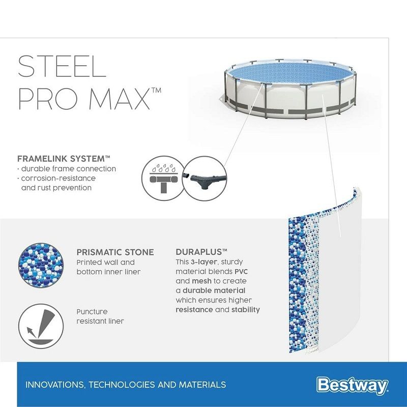 Bestway Steel Pro Max fémvázas medence, 305x76cm - szürke (56406)