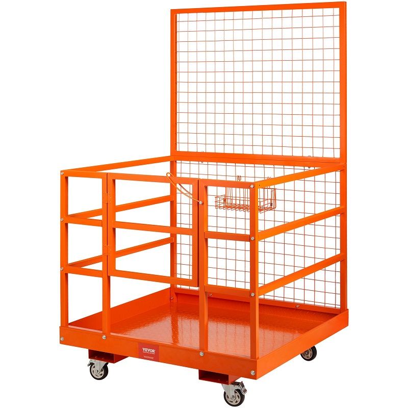 Vevor AQL45-43 biztonsági munkakosár, targoncákhoz, 114x109cm, 635kg-ig -narancs (minimális esztétikai hibákkal)