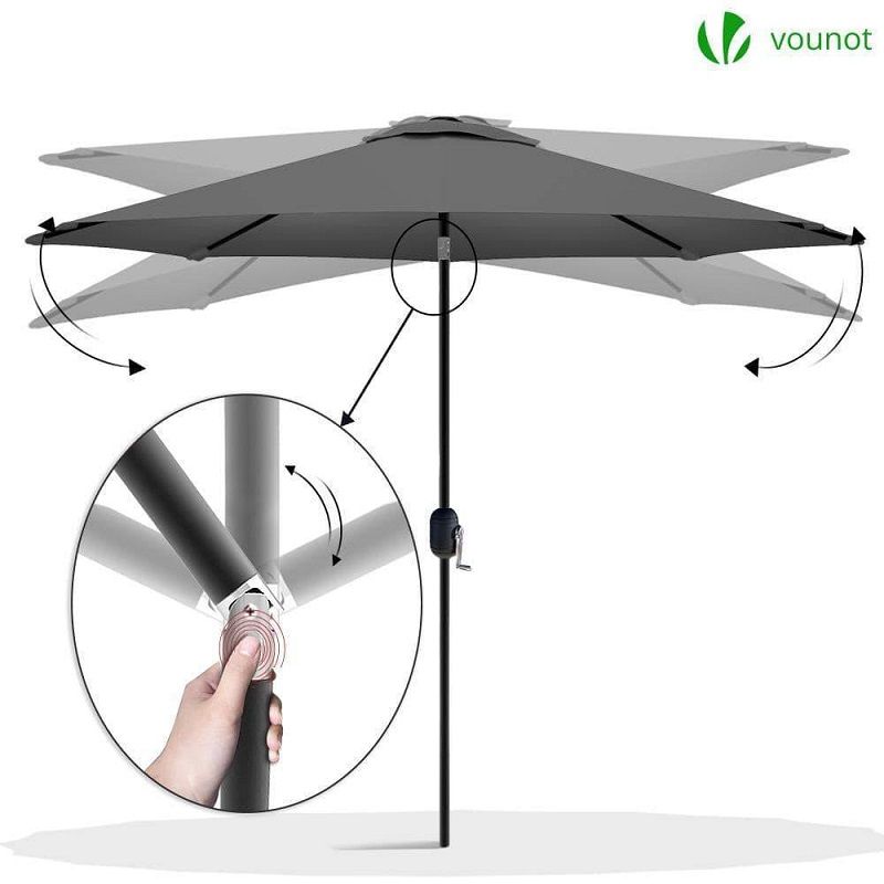 Vounot dönthető napernyő, szellőztetővel, 270x240cm - szürke (AM101615)