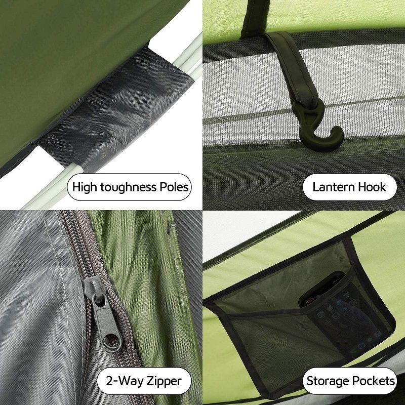 4 személyes pop-up sátor, 280x200x130cm - zöld/szürke