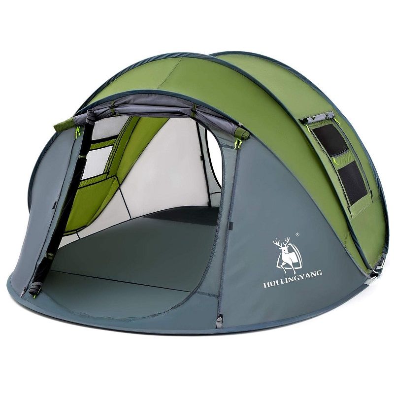 4 személyes pop-up sátor, 280x200x130cm - zöld/szürke