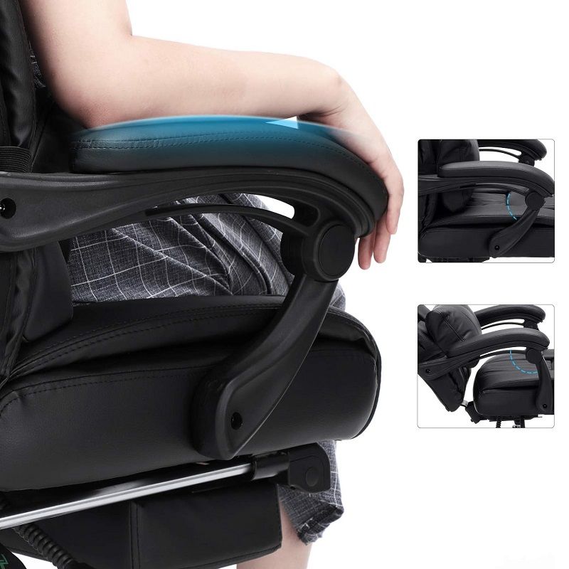 SONGMICS műbőr irodai szék lábtartóval és derékpárnával - fekete (OBG71B) - min. szállítássérült