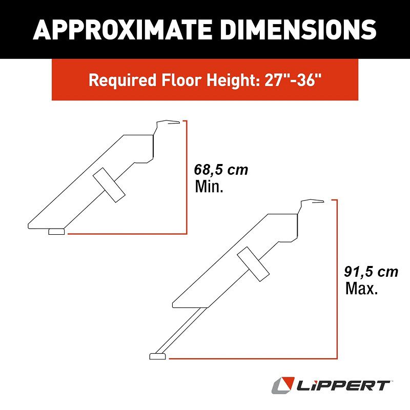 Lippert Components 791572 felhajtható, állítható magasságú lakóautó lépcső, 68,5-91,5cm (min. esztétikai hibákkal)