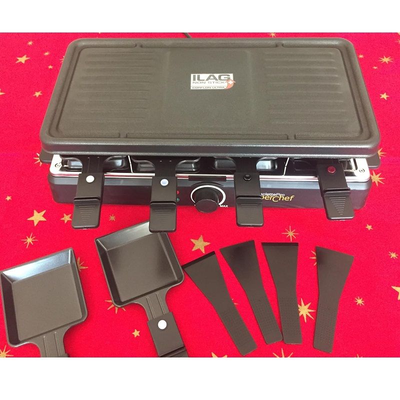 Superchef RC200 elektromos raclette grillsütő, 8 személyes, 1300W - fekete