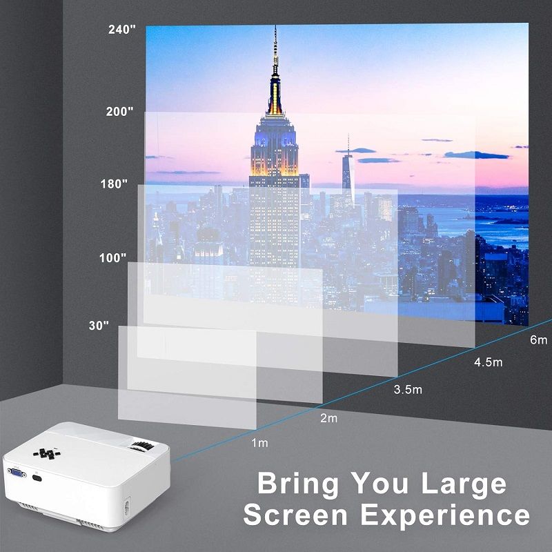 Hopvision T21 hordozható LED projektor, távirányítóval - fehér