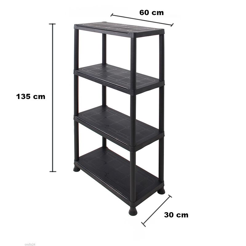 Ondis24 nagy teherbírású műanyag tároló polc, 135x60x30cm - antracit (32406)