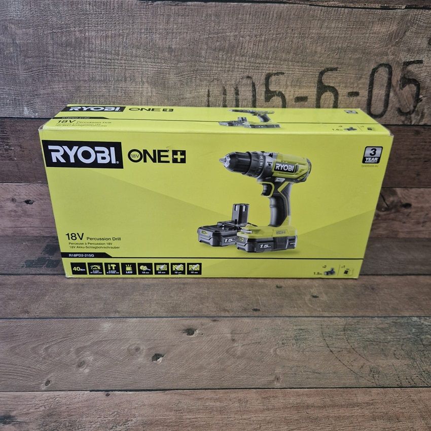 Ryobi ONE+ R18PD2-215G 18v akkus ütvefúró, csavarbehajtó 2akku, töltő (5133005302)