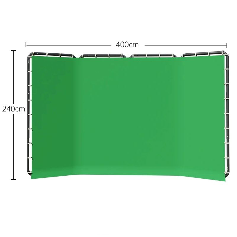 Összecsukható Chroma key zöld háttér, fém vázzal, 240x400cm, hordtáskában 