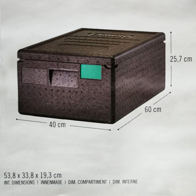 Cambro EPP160 felültöltős élelmiszerszállító konténerek, 35,5 liter, 1x GN 1/1, 25,7x40x60cm - fekete