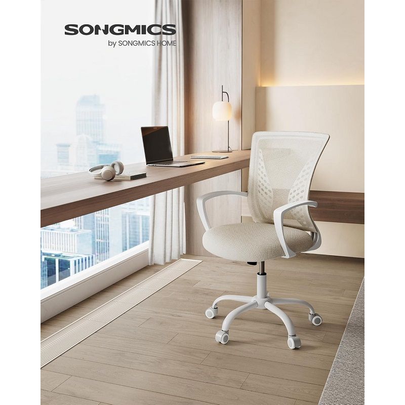 Songmics OBN022K01 ergonomikus forgószék, hálós háttámlával - krém/fehér