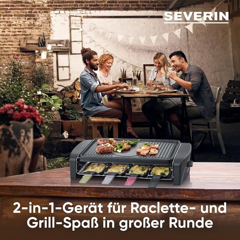 Severin RG9646 elektromos raclette grill, 8 személyes, 1400W - fekete