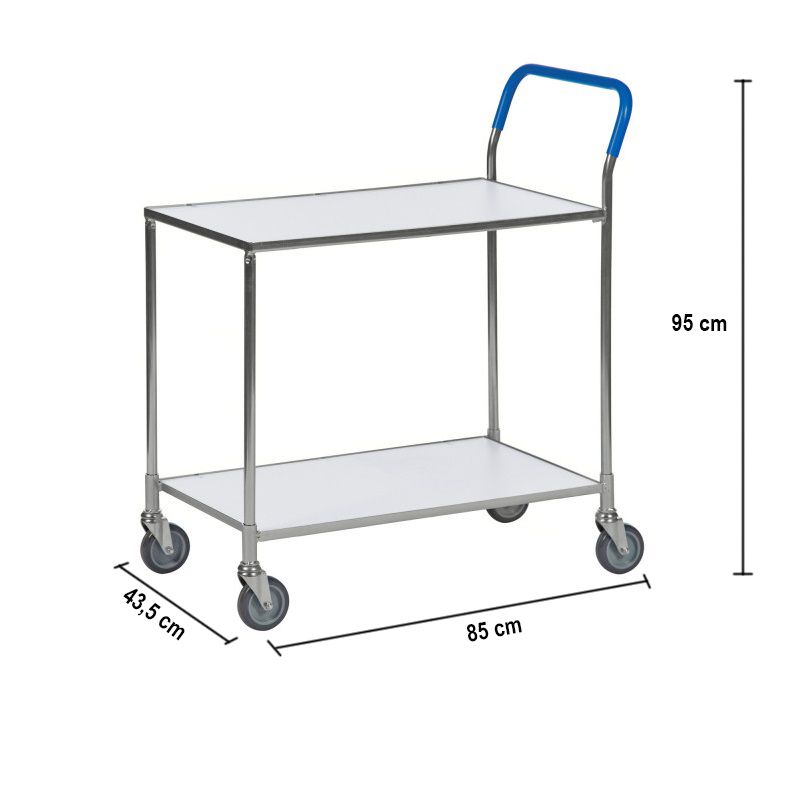 Kongamek KM1720-6 2 polcos segédkocsi, 4 forgatható görgővel, 435x850x950mm (143694)