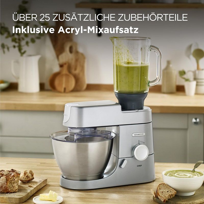 Kenwood Chef KVC3110S konyhai robotgép, 1000W, 4.6lit, 1.6lit turmixszal - ezüst (0W20011166)