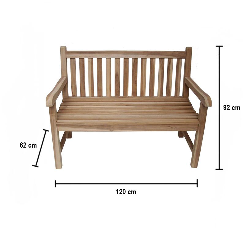 Ambiente Home kétszemélyes kerti pad fából, 120cm - teak (‎80835)