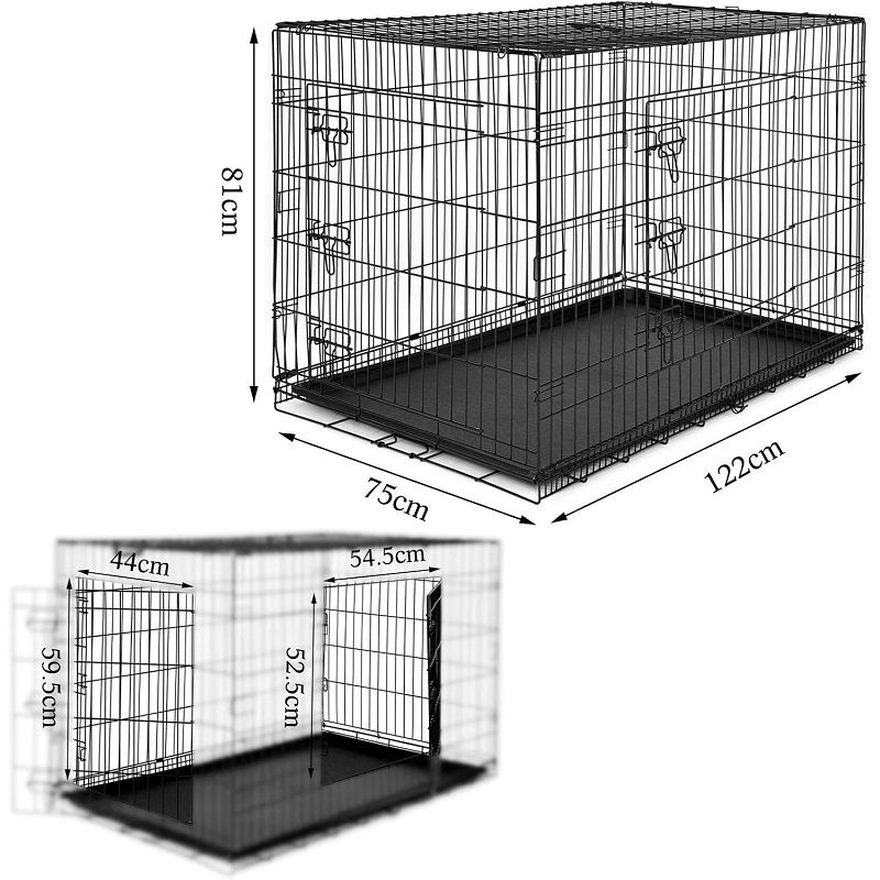 Lionto DC00495 XXL összecsukható kutyaketrec, 122x75x81cm - fekete