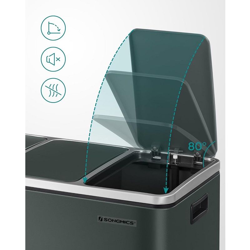 Songmics LTB54GS szelektív pedálos szemeteskuka, 3x18lit - antracit
