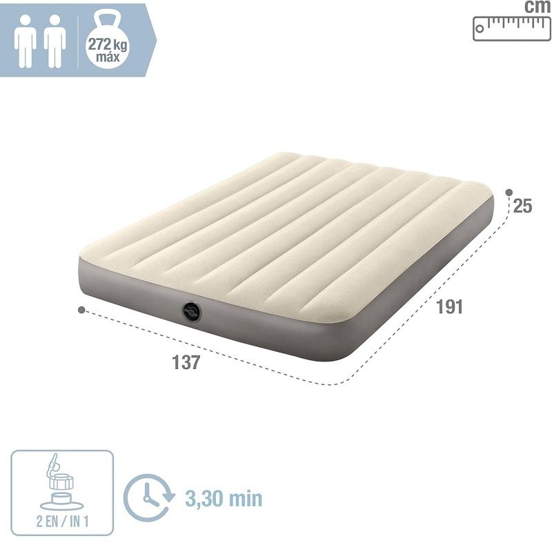 Intex Deluxe Full Dura-Beam felfújható ágy, 137x191x25cm - szürke (64102)