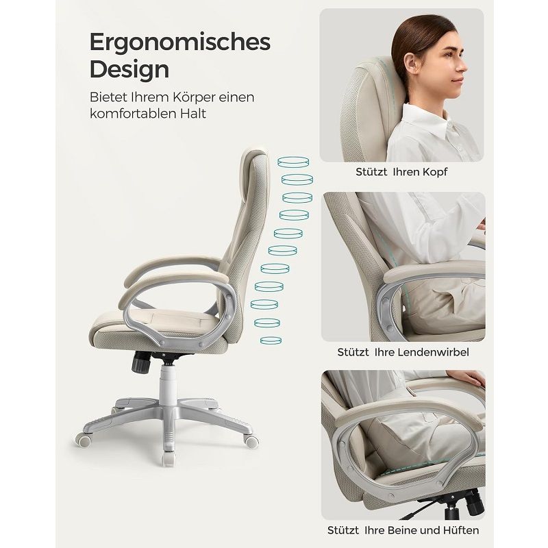 Songmics OBG022W01 ergonomikus irodai forgószék - krém fehér 