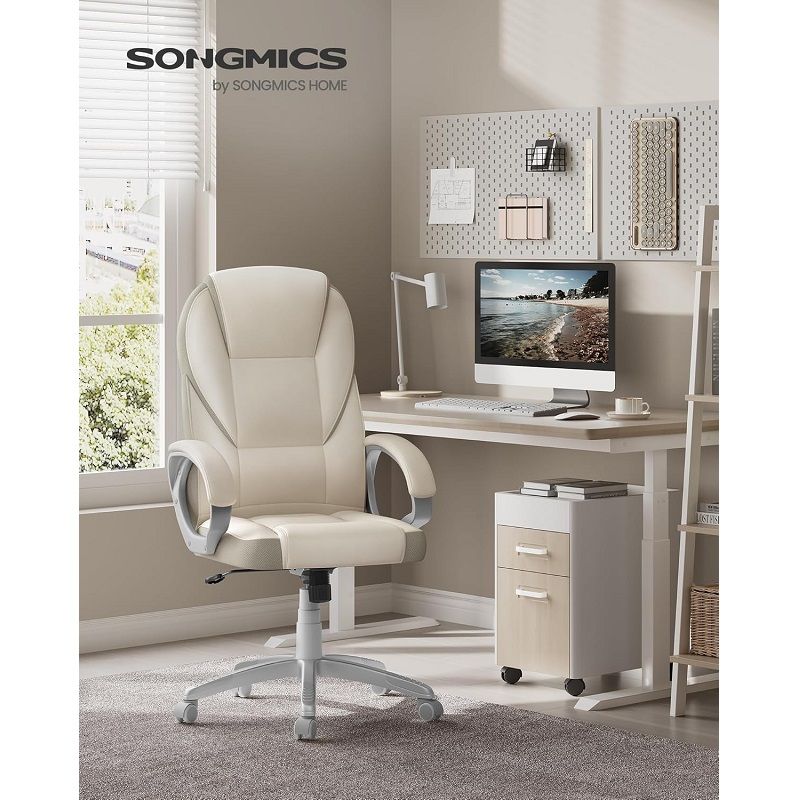 Songmics OBG022W01 ergonomikus irodai forgószék - krém fehér 