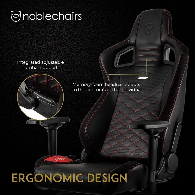 Noblechairs EPIC ergonomikus gamer szék - fekete/piros (NBL-PU-RED-002)